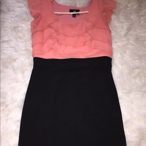 iZ Byer Peach and Black Ruffled Dress